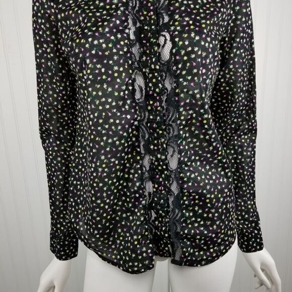Lauren Conrad Floral Button Down Blouse Medium - Picture 3 of 7